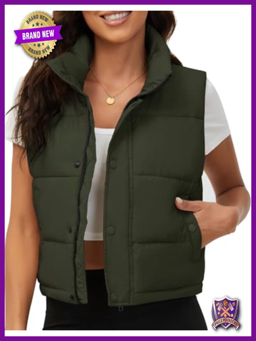 Women's Cropped Puffer Vest Sleeveless Padded Quilted Coat Winter Outerwear